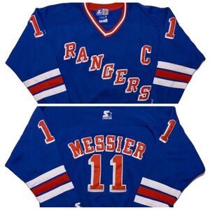 Vintage STARTER New York Rangers Mark‎ Messier NHL Jersey Sweatshirt Large L